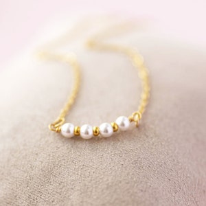 40th birthday dainty pearl bar necklace