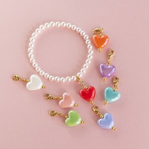 Pearl bracelet with mix and match heart charms image 4
