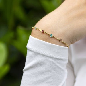 Gold mini family birthstone bracelet image 6