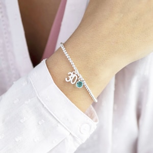 30th birthday beaded charm bracelet with birthstone