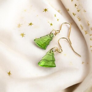 Glass Christmas tree earrings
