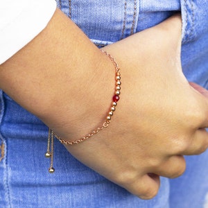Rose gold birthstone bar slider bracelet