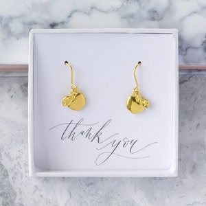 Gold apple charm earrings image 4