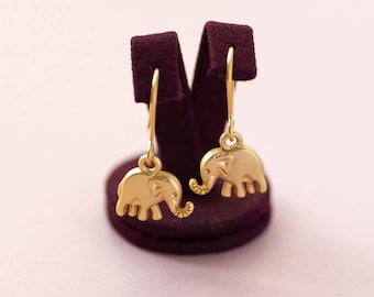 Gold or silver elephant charm earrings