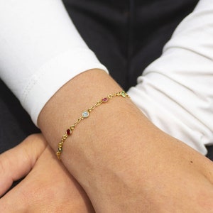 Gold mini family birthstone bracelet image 5