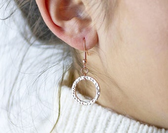 Rose gold eternity circle earrings