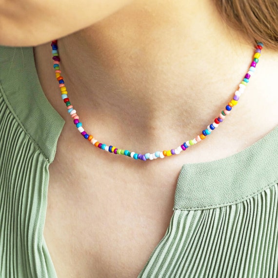 Collier de perles multicolores - Etsy France