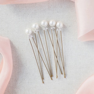Set of five pearl wedding hairpins for bride or bridesmaids