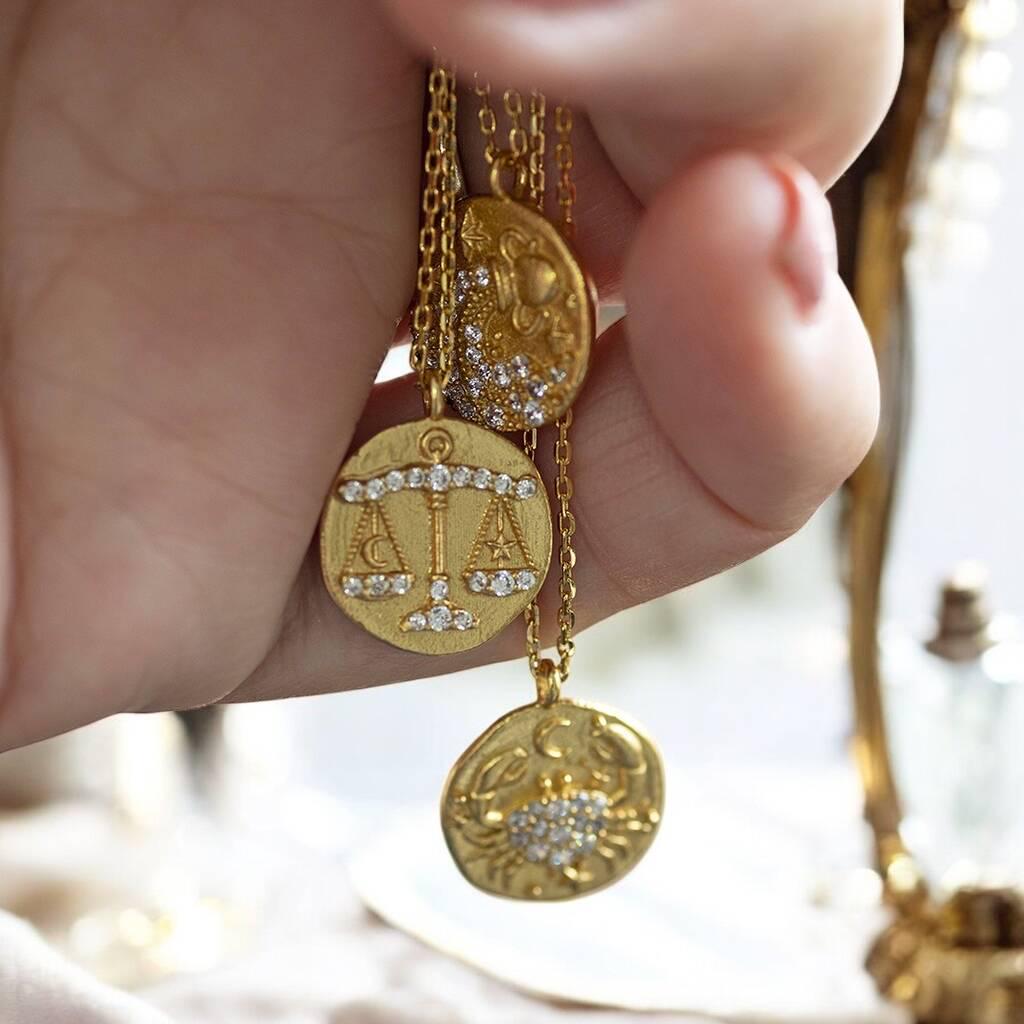 2-Piece Zodiac Necklace Set - Constellation & Moon Pendant Chokers, For All 12 Astrology Signs - View #6