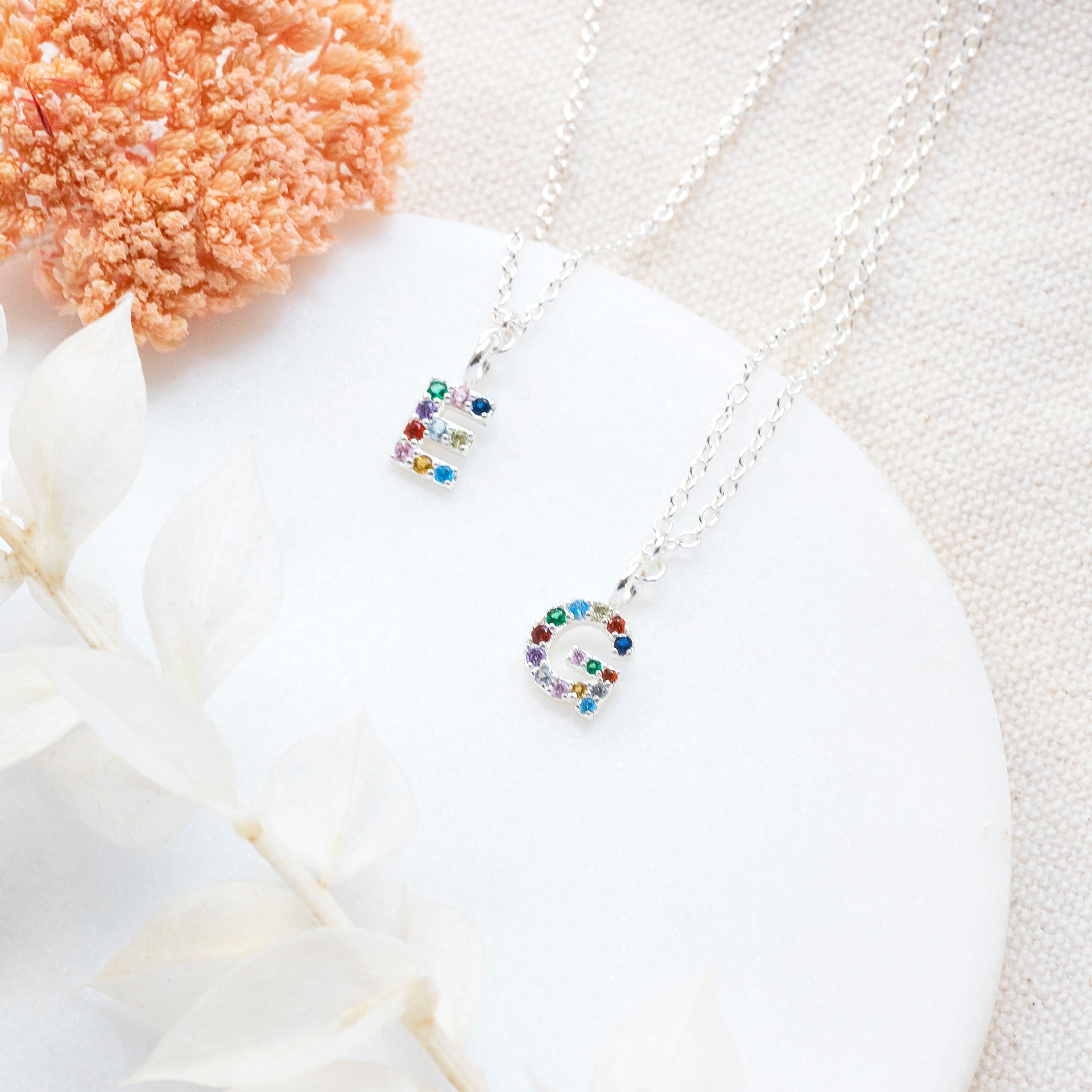 Rainbow letter best sale necklace