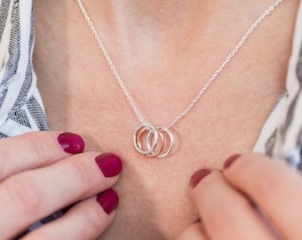 30th birthday three rings necklace