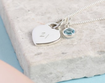 21st birthday heart charm birthstone necklace