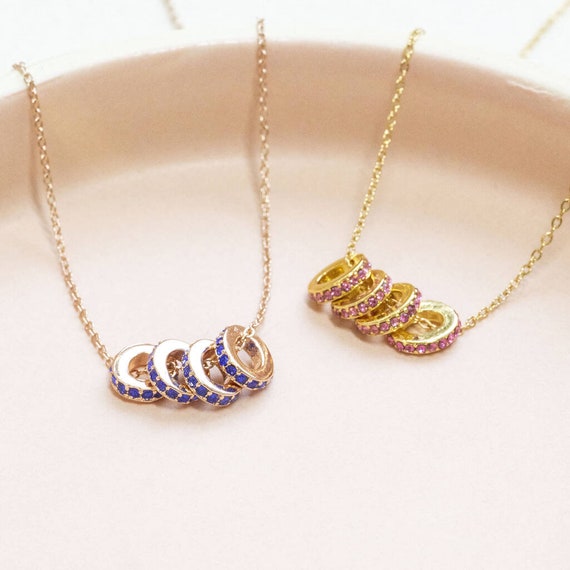 40th Birthday Birthstone Rings Necklace Etsy
