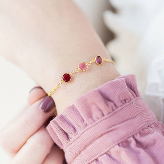 Gold family birthstone bracelet clearance