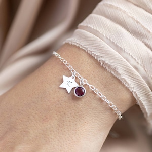 Personalised sterling silver star charm bracelet