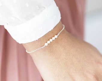 Delicate swarovski pearl bridesmaid bracelet