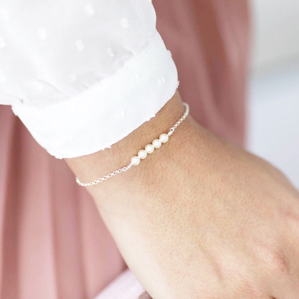 Delicate swarovski pearl bridesmaid bracelet