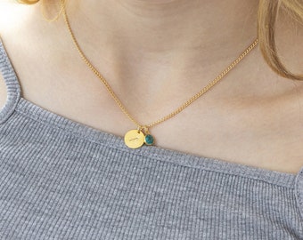 Zodiac birthstone charm necklace