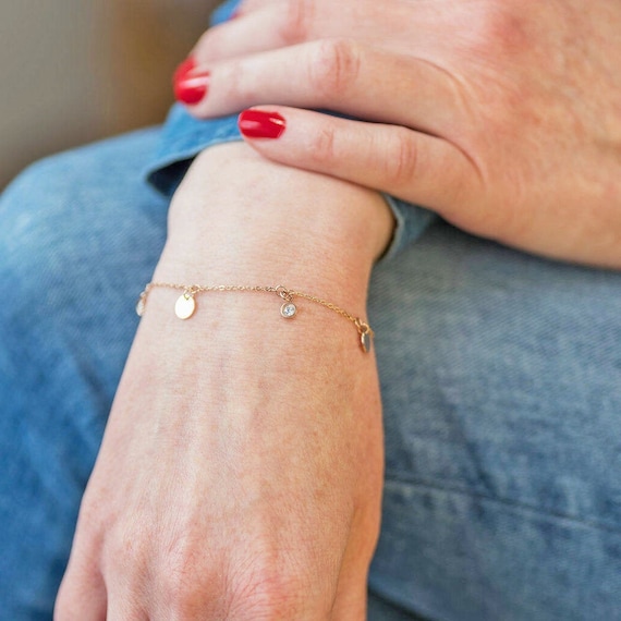 Delicate Gold Discs Charm Bracelet Etsy UK