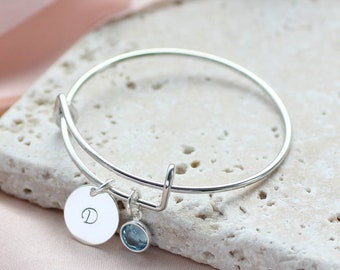 Childs birthstone Christening bangle