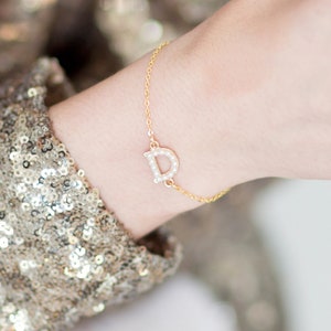 Personalised bridesmaid pearl initial bracelet gift