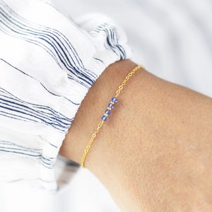 40th birthday tiny birthstone bar bracelet