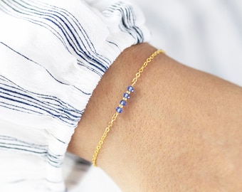 40th birthday tiny birthstone bar bracelet