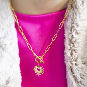 Sunburst hart T-staaf ketting