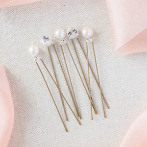 Set of five pearl and diamante wedding hairpins for bride or bridesmaids