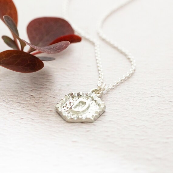 Textured Hexagon Initial Necklace Etsy Australia