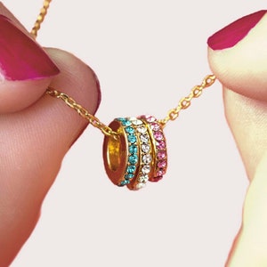 Family birthstone rings necklace