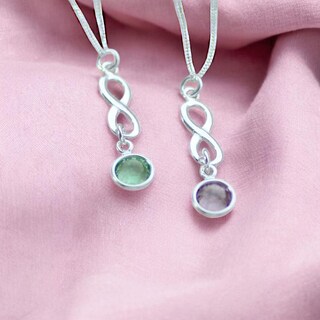 Collana In Argento 925 Con Ciondolo Infinito E Pietra D'Occasioni Opale – Catena Regolabile 40+5 Cm, Gioiello Per Donna