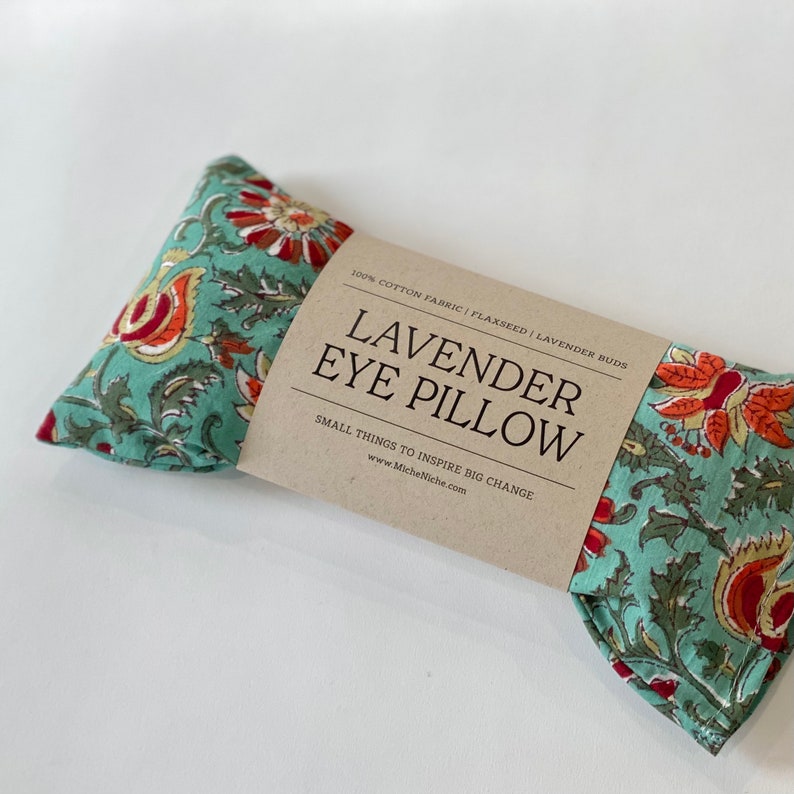Lavender Eye Pillow with Washable Cover Indian Block Printing Collection Perfect Gift for Mom image 3