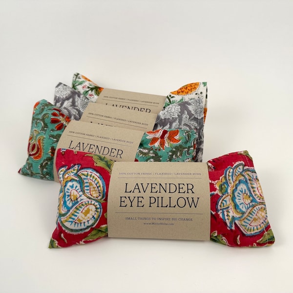 Lavender Eye Pillow with Washable Cover | Indian Block Printing Collection | Perfect Gift for Mom