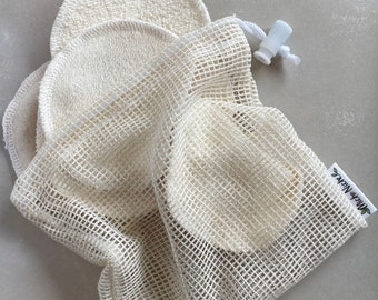 Organic Cotton Facial Rounds with Washing Bag | Reusable Cleansing Cloths