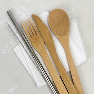 Bamboo Cutlery Set | Reusable Straw and Brush