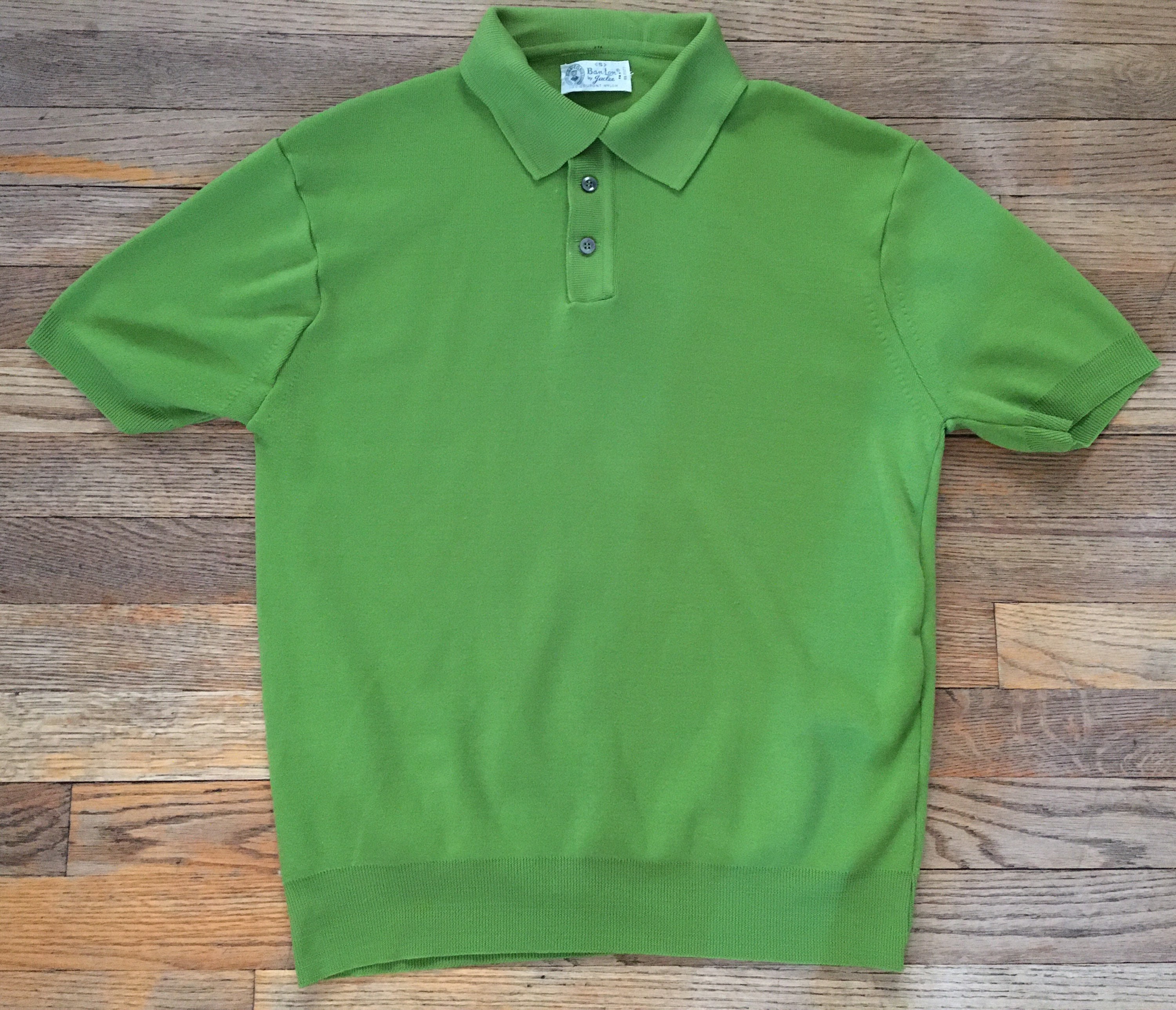 Vintage 60s Ban Lon Polo by Jaclee, Chartreuse, Men's Small