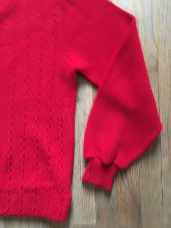 Vintage 1950s Textured Knit Cardigan, Fire Truck … - image 4