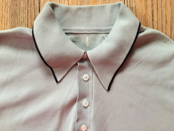 Vintage 1960s Ban Lon Polo, Soft Mint Green w/ Bl… - image 2