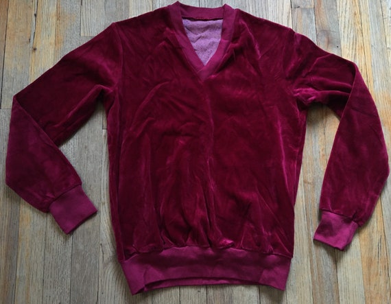 Vintage 1970s Velour/Velvet Pullover V-Neck Sweate