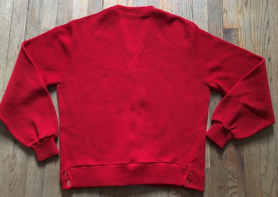 Vintage 1950s Textured Knit Cardigan, Fire Truck … - image 6