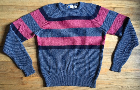 Vintage 1970s-80s Pullover Acrylic Striped/Color … - image 1
