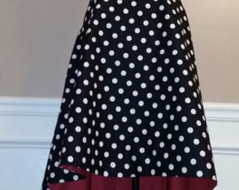 Crazy for dots hi low skirt - black white polka dots, red, dress