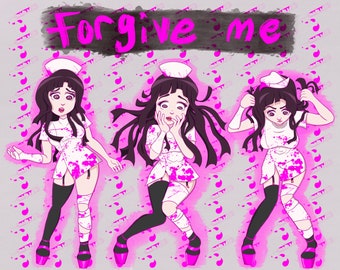 FORGIVE ME - Mikan Tsumiki - Yami Kawaii - Danganronpa - Menhera - Anime Art Print - 8 1/2 x 11” Wall Art Print