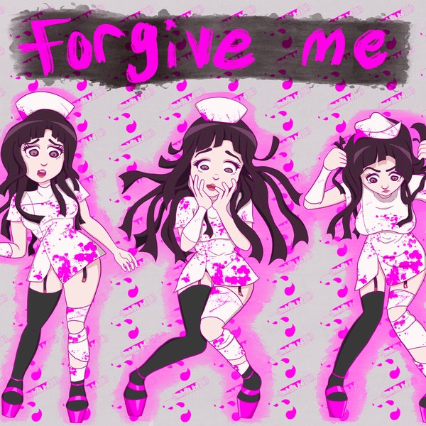 FORGIVE ME - Mikan Tsumiki - Yami Kawaii - Danganronpa - Menhera - Anime Art Print - 8 1/2 x 11” Wall Art Print