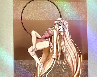 Chii Does Lyra - Chobits - Aro - Acróbata aéreo - Shoujo Anime - Shojo Manga - Cereza - Impresión de arte de pared de 8 1/2 x 11"