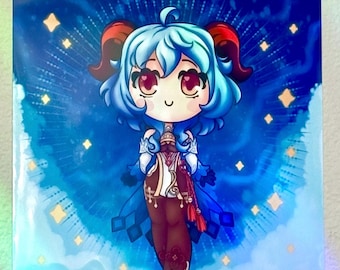 Nubes azules - Ganyu Genshin Impact - Videojuegos - Anime - Juegos - Gamer - Impresión de arte de pared de 5 x 5 pulgadas