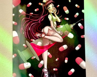 ¡Desesperación! - Mikan Tsumiki - Danganronpa 2 Goobye Despair - Juegos - Anime - Medicalcore - Menhera - Impresión de arte de pared de 8 1/2 x 11”