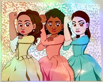 Hermanas Schuyler - Hamilton - Feminista - Derechos de las mujeres - Feminismo - Musical de Broadway - Peggy Angelica Eliza - Impresión de arte de pared de 8 1/2 x 11”