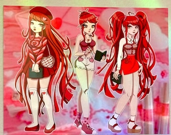 Identidad del amor - Moda Lovecore - Danganronpa Zero - Ryoko Otonashi - Día de San Valentín - 8 1/2 x 11" - Impresión de arte de pared